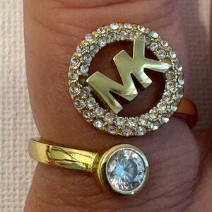 Michael Kors signature gold plated ring with crystals